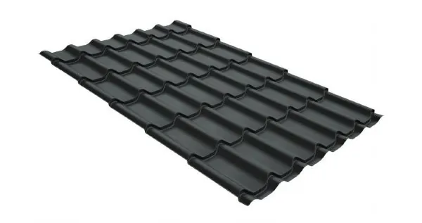 Металлочерепица классик GL 0,5 GreenCoat Pural Matt RR 23 темно-серый (RAL 7024 мокрый асфальт) купить в Орехово-Зуеве