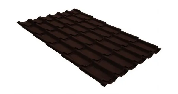 Металлочерепица классик GL 0,5 GreenCoat Pural Matt RR 887 шоколадно-коричневый (RAL 8017 шоколад) купить в Орехово-Зуеве