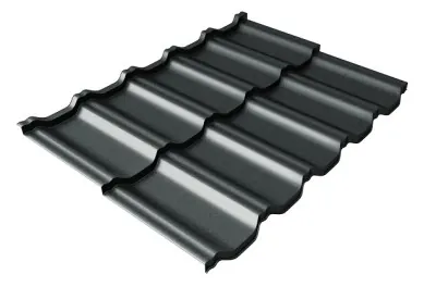 Металлочерепица модульная Квинта Uno Grand Line c 3D резом 0,5 Satin RAL 7016 антрацитово-серый
