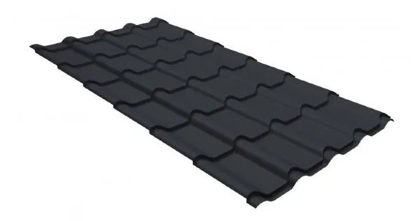 Металлочерепица камея GL 0,5 GreenCoat Pural RR 23 темно-серый (RAL 7024 мокрый асфальт) купить в Орехово-Зуеве