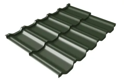 Металлочерепица модульная Квинта Uno Grand Line c 3D резом 0,5 GreenСoat Pural RR 11 темно-зеленый (RAL 6020 хромовая зелень)