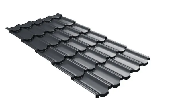 Металлочерепица квинта плюс с 3D резом 0,5 Satin Мatt RAL 7024 мокрый асфальт купить в Орехово-Зуеве