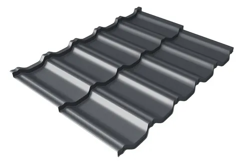 Металлочерепица модульная Квинта Uno Grand Line c 3D резом 0,5 Satin RAL 7024 мокрый асфальт купить в Орехово-Зуеве