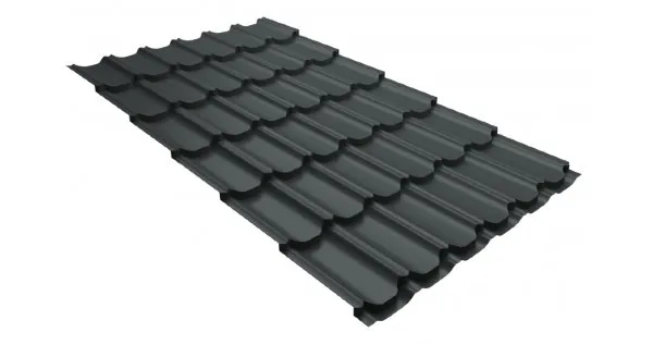 Металлочерепица квинта плюс 0,5 GreenCoat Pural Matt RR 23 темно-серый (RAL 7024 мокрый асфальт) купить в Орехово-Зуеве