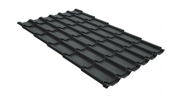 Металлочерепица классик GL 0,5 GreenCoat Pural RR 23 темно-серый (RAL 7024 мокрый асфальт) купить в Орехово-Зуеве