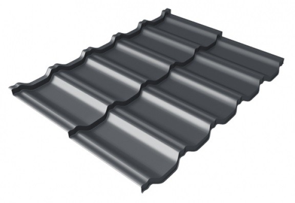 Металлочерепица модульная Квинта Uno Grand Line c 3D резом 0,5 Satin Мatt RAL 7024 мокрый асфальт купить в Орехово-Зуеве
