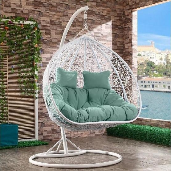 Кресло Подвесное из искусственного ротанга AFM-109A White/Green купить в Орехово-Зуеве