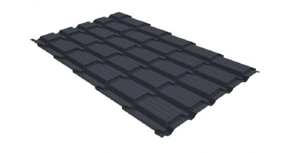 Металлочерепица GL квадро профи 0,5 GreenCoat Pural RR 23 темно-серый (RAL 7024) мокрый асфальт купить в Орехово-Зуеве