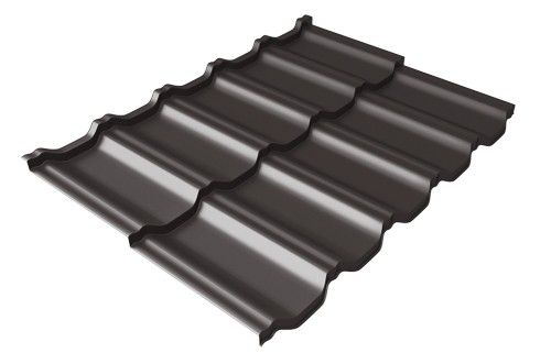 Металлочерепица модульная Квинта Uno Grand Line c 3D резом 0,5 GreenСoat Pural Matt RR 32 темно-коричневый (RAL 8019 серо-коричневый) купить в Орехово-Зуеве