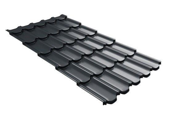 Металлочерепица квинта плюс с 3D резом 0,5 Satin RAL 7016 антрацитово-серый купить в Орехово-Зуеве
