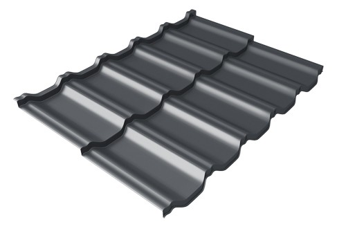 Металлочерепица модульная Квинта Uno Grand Line c 3D резом 0,5 Satin RAL 7024 мокрый асфальт купить в Орехово-Зуеве