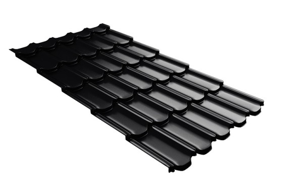Металлочерепица квинта плюс с 3D резом 0,5 Satin Мatt RAL 9005 черный купить в Орехово-Зуеве